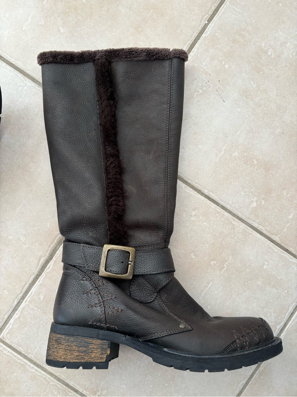 Women’s Brown Faux-Fur Lined leather boots- Made in Portugal